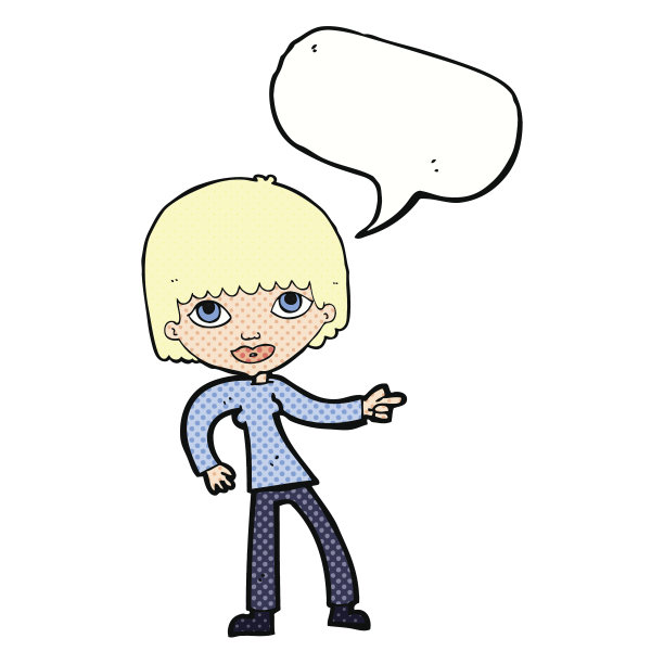 卡通女人用手指着泡泡说话图片下载