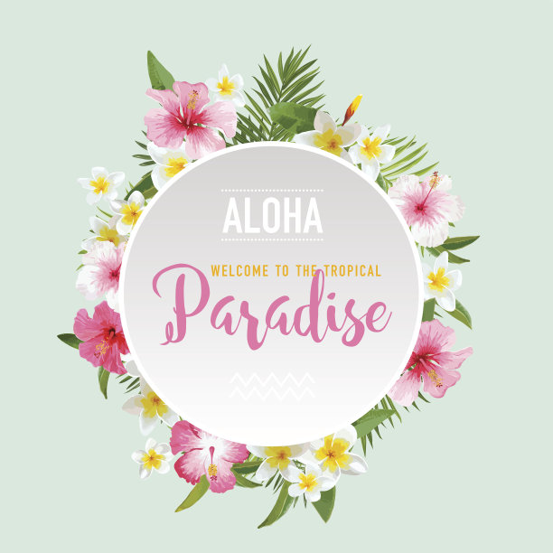 热带的花和叶背景。夏天的设计。向量。t恤时尚图片下载