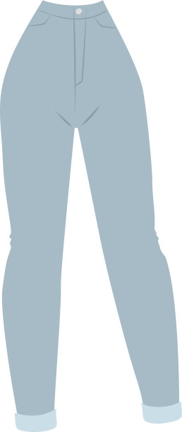 蓝色粗斜纹棉布女装牛仔裤魅力服装风格休闲面料图片下载