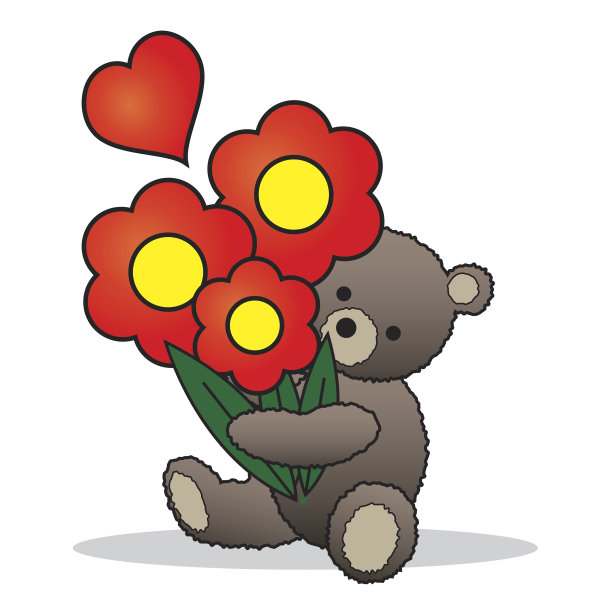 带着一束花的泰迪熊图片下载