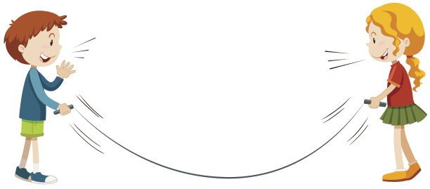 男孩和女孩在玩跳绳图片下载