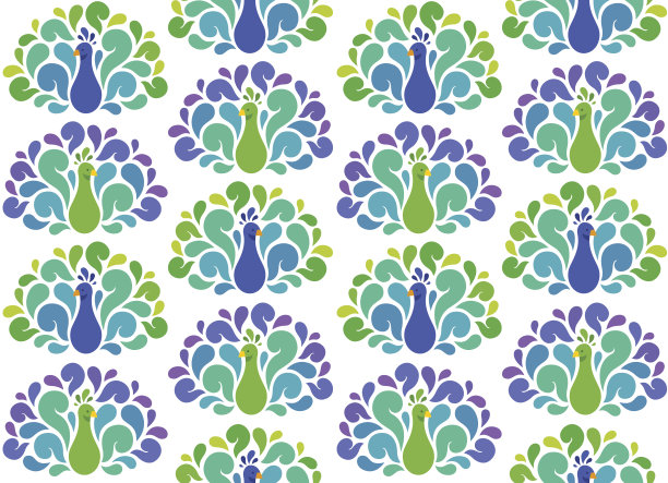 孔雀无缝模式素材图片