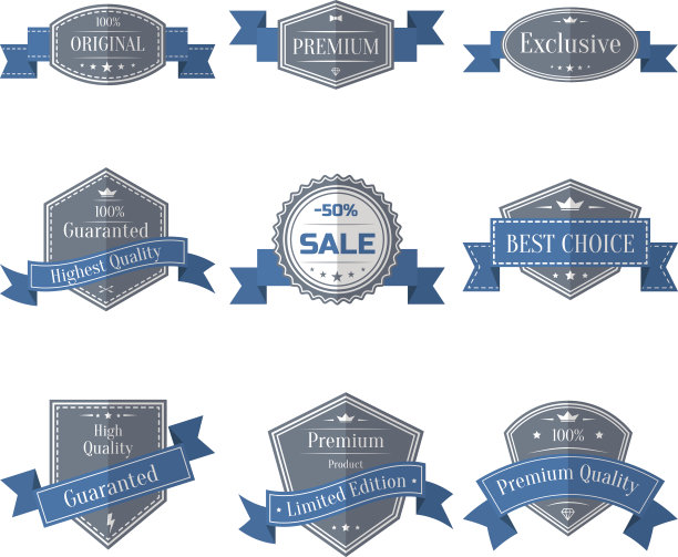 矢量复古的标签与丝带图片下载