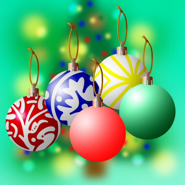 圣诞树下的圣诞球图片下载