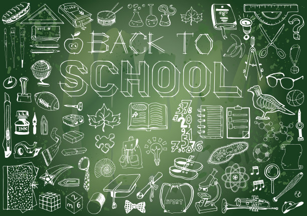 “回到学校涂鸦”套装。科学与学校教育主题。图片下载