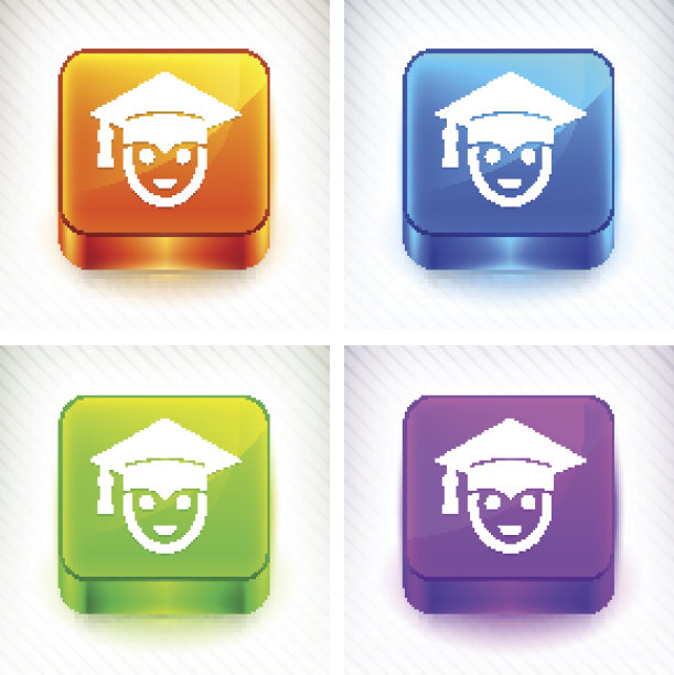 大学毕业生的颜色方形按钮图片下载