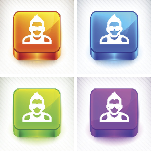 戴着彩色方形纽扣眼镜的男人图片下载