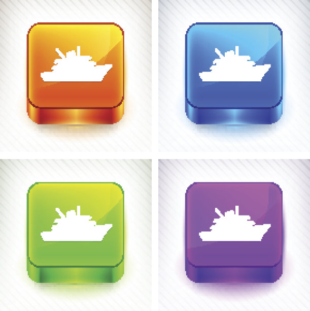 彩色广场按钮上的豪华游艇图片下载