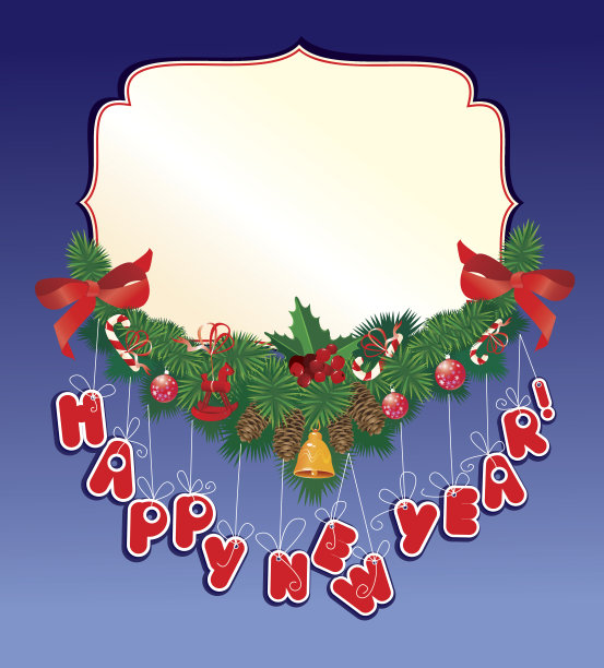 蓝色背景的圣诞花环图片下载