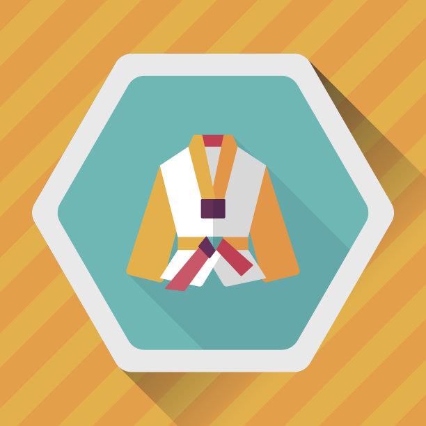 空手道套装扁平图标与长影子，eps10图片下载