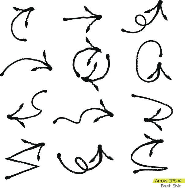 一组涂鸦粗刷子箭头，设计元素图片下载