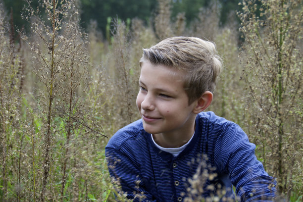 田野里的小男孩图片下载