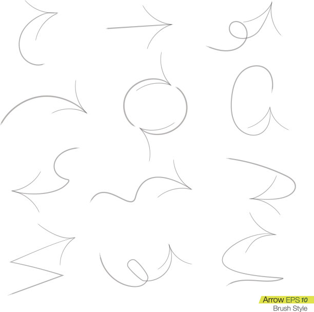 一组涂鸦粗刷子箭头，设计元素图片下载