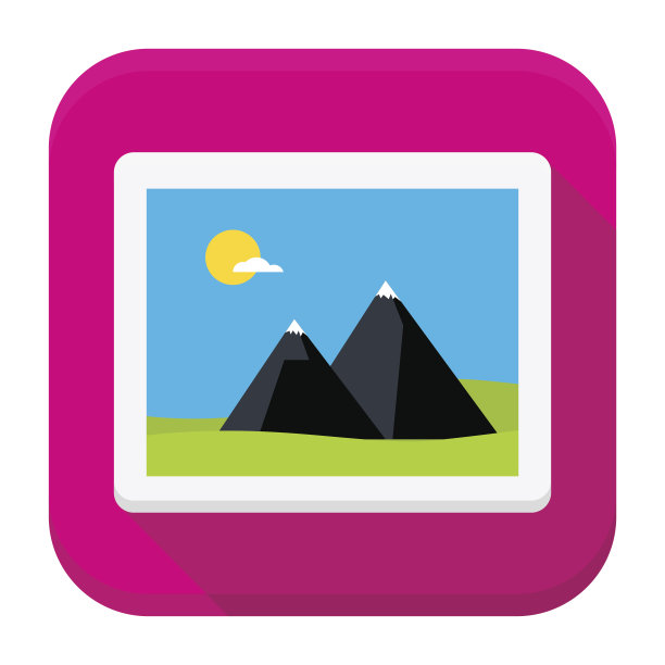 照片图像平面应用程序图标与长阴影图片下载