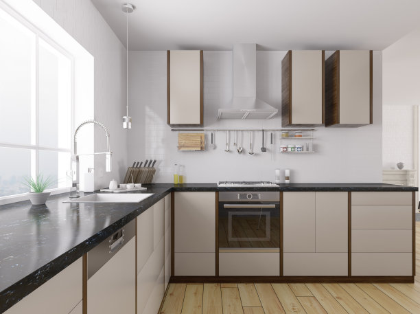 现代厨房室内3d渲染图片下载