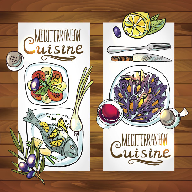 垂直横幅地中海美食图片下载