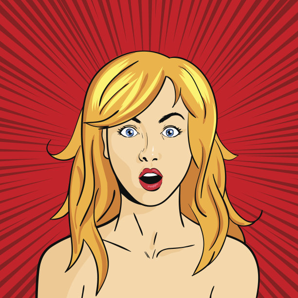 波普艺术惊讶女人的脸张大了嘴巴图片下载