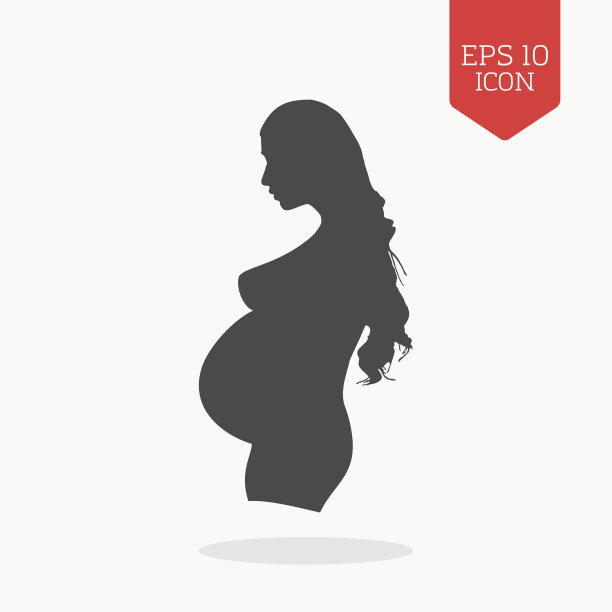 孕妇图标。平面设计灰色标志、标志。图片下载