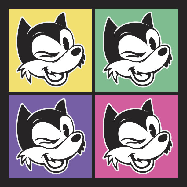 的宝宝。四个图像的复古卡通人物微笑和图片下载