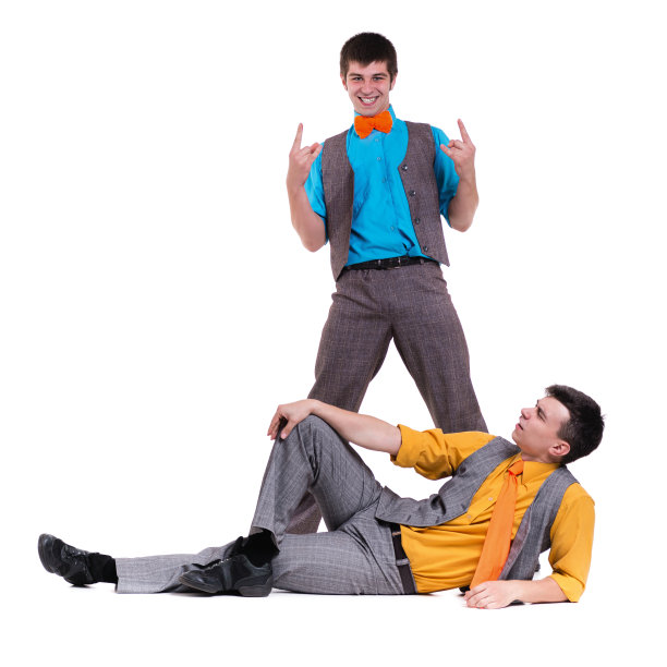 迪斯科舞者展示了一些运动与孤立的白人图片下载