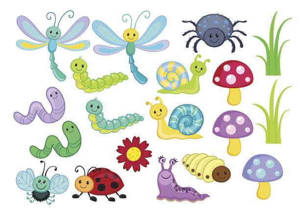 可爱的卡通臭虫大型矢量集图片下载