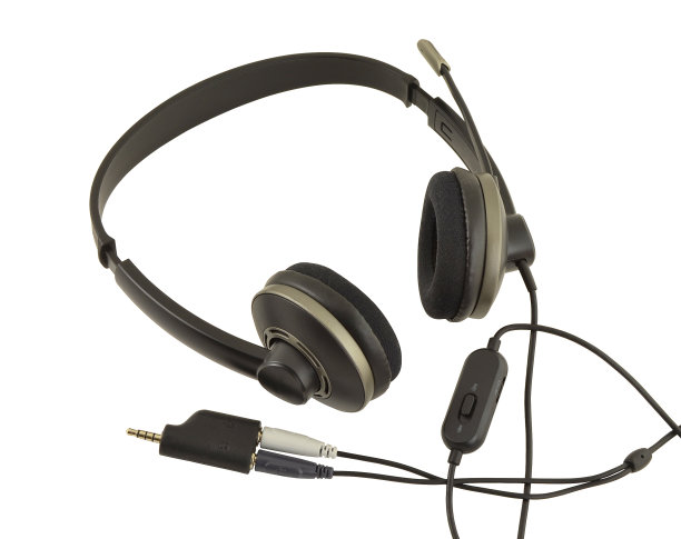 带麦克风的黑色耳机图片下载