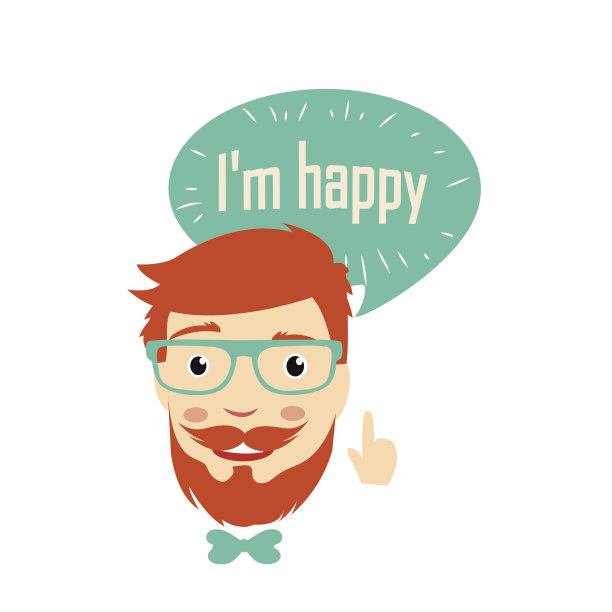 戴着太阳镜，文字为“我很高兴”的男人图片下载