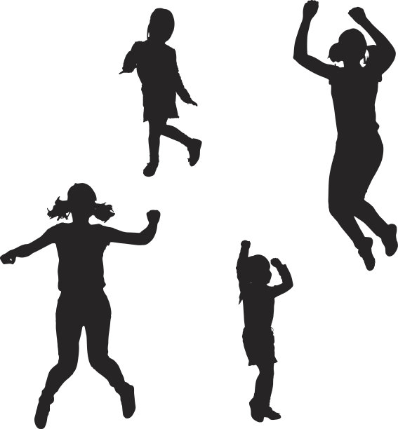 一个带孩子的女人的矢量剪影。图片下载