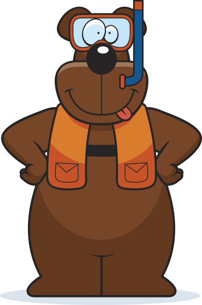 卡通熊浮潜图片下载