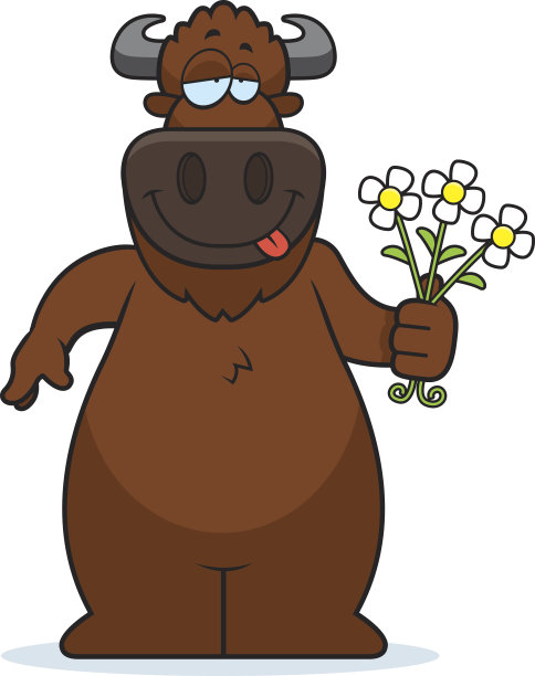 卡通牛鲜花图片下载