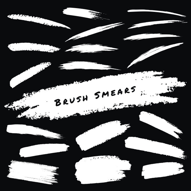 一套白色手绘垃圾摇滚画笔涂抹素材图片