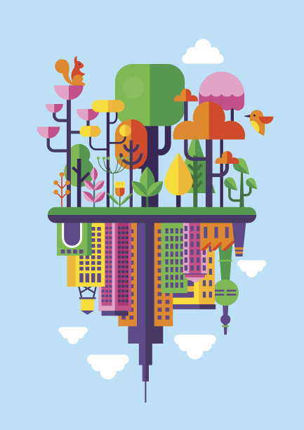 平面现代设计为环境和生态理念。图片下载