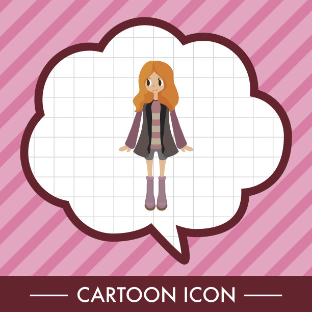 卡通女郎主题元素向量，eps图片下载