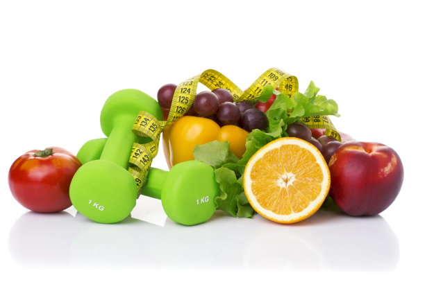 健身器材和健康食品图片下载