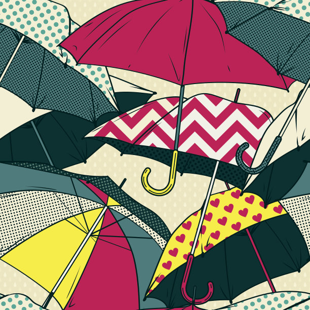 无缝矢量图案与彩色伞图片下载