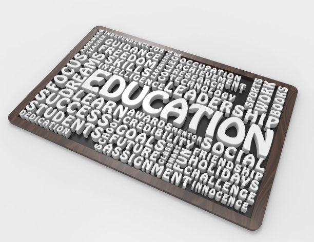 黑板上的3D教育词云概念图片下载