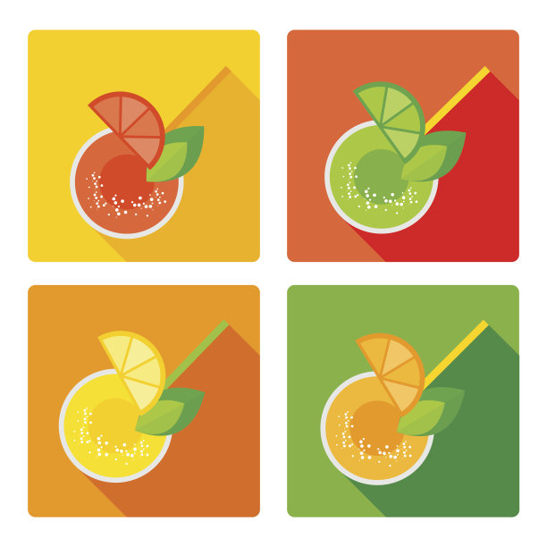 一套彩色的柑橘饮料图片下载