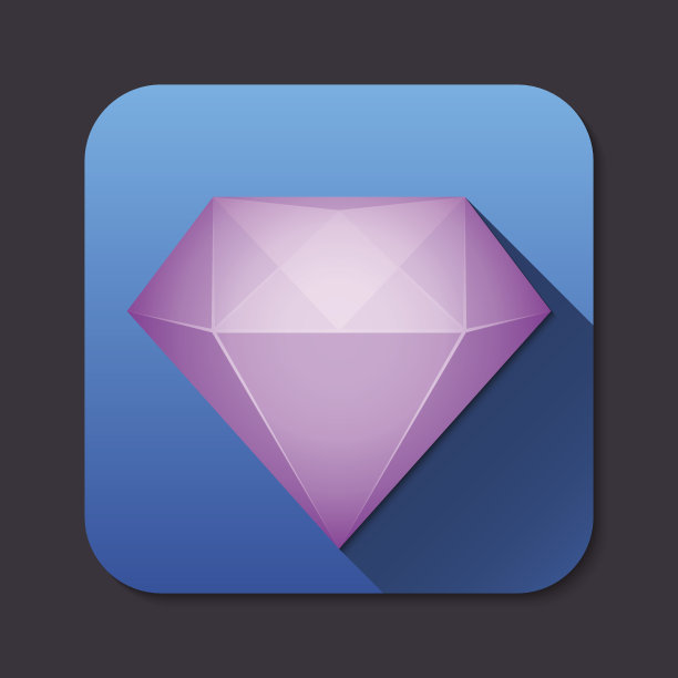 带有长阴影的矢量钻石图标图片下载