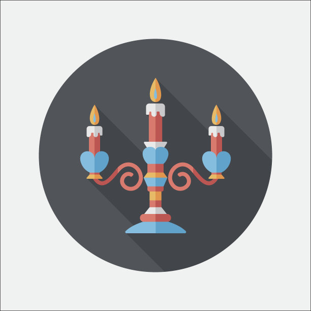 情人节蜡烛长影子扁平图标，eps10图片下载