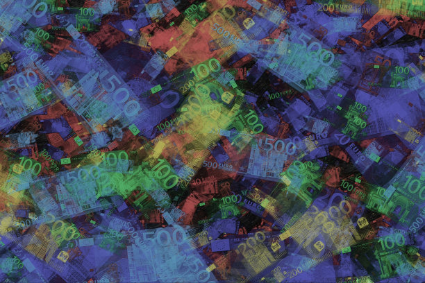 货币背景-五颜六色的欧元纸币图片下载