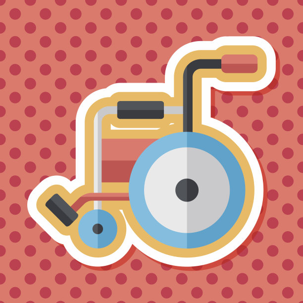 轮椅平面图标与长影子，eps10图片下载