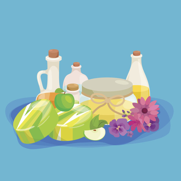 天然手工肥皂和橄榄矢量插图图片下载