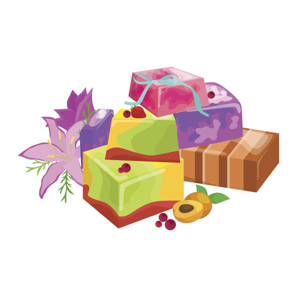 天然手工肥皂和橄榄矢量插图图片下载