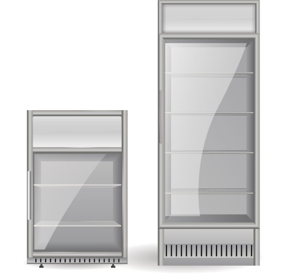 装有透明玻璃门的瓶子冰箱图片下载