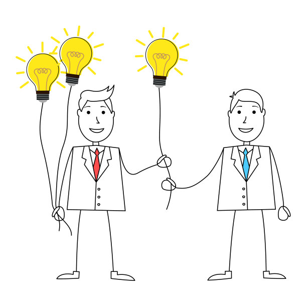 穿着西装的卡通男人分享想法图片下载