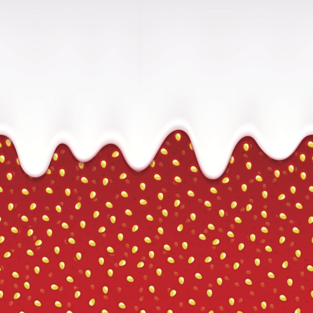 酸奶和草莓酱。无缝水平背景图片下载