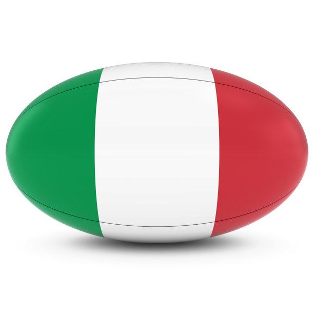 意大利橄榄球-意大利国旗上的橄榄球球白色图片下载