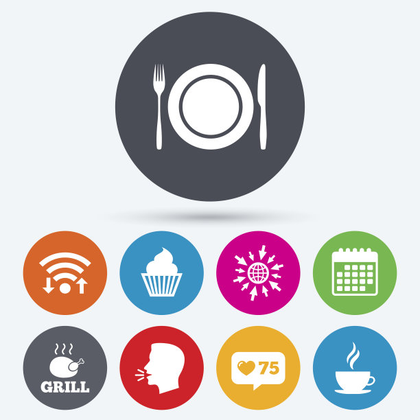 食物图标。松饼蛋糕的象征。叉,刀。图片下载