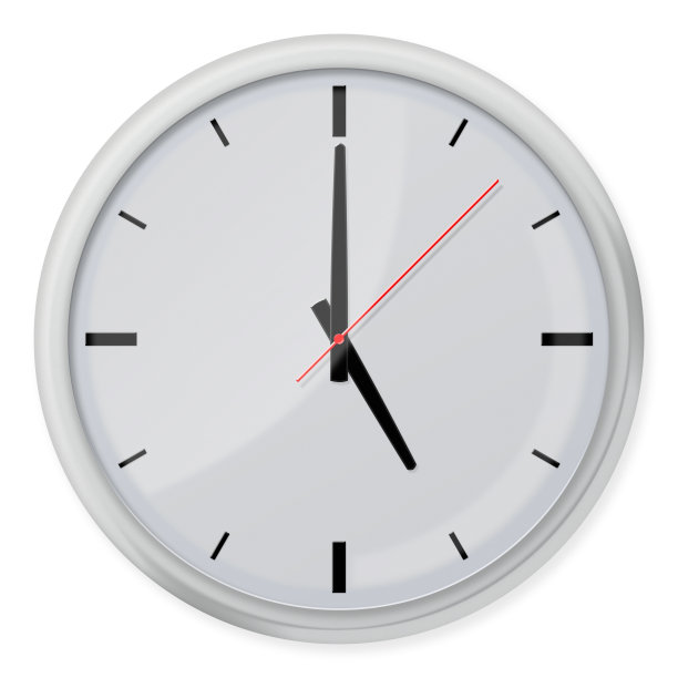 圆形的挂钟，阴影孤立在白色背景上。图片下载