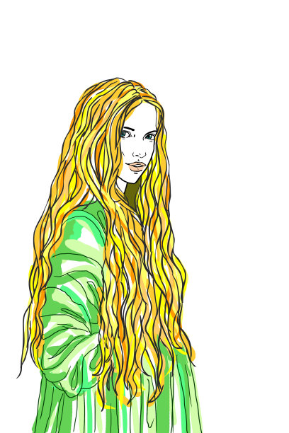 金发长发，穿着旧式服装的女人图片下载